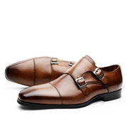 West Louis™ Luxury Genuine Leather Oxford Shoes With Double Buckle