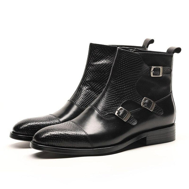 West Louis™ Grain Leather Boots With Buckles