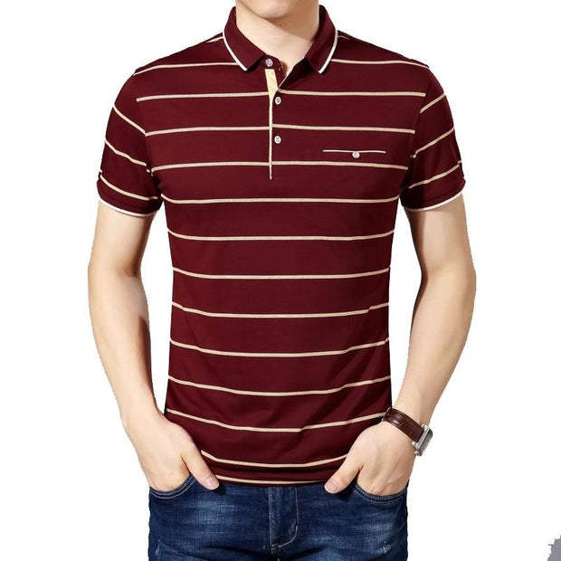 West Louis™ Cotton Fashion Striped Polo