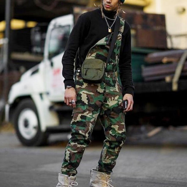 West Louis™ Single Shoulder Camouflage Denim Overall