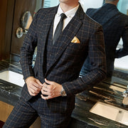 West Louis™ Plaid Formal Business Elegant 2 Piece Suit