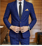 West Louis™ Plaid Formal Business Elegant 2 Piece Suit