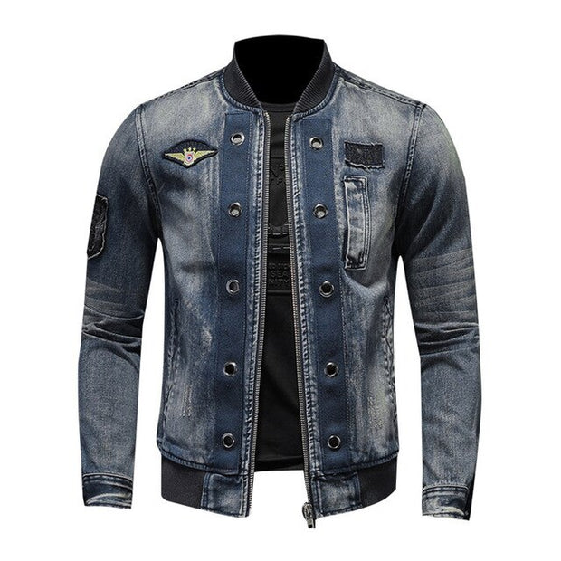 West Louis™ American Style Casual Zipper Jeans Jacket