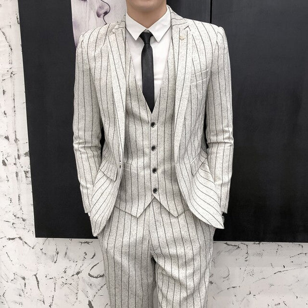 West Louis™ Business Style Formal Striped 2 Piece Suit