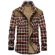 West Louis™ Fleece Lining Marine Plaid Shirt