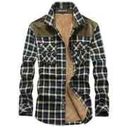 West Louis™ Fleece Lining Marine Plaid Shirt