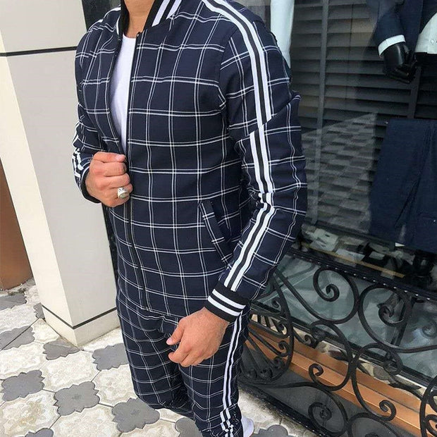 West Louis™ Hot Fashion Plaid Streetwear Tracksuit