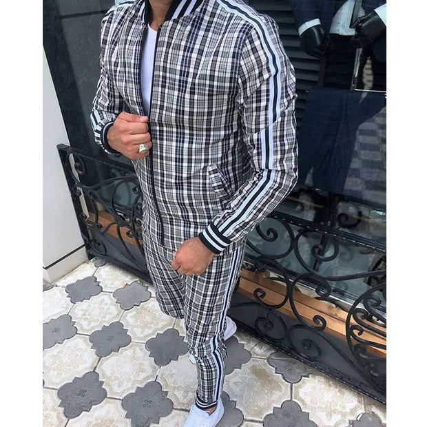 West Louis™ Hot Fashion Plaid Streetwear Tracksuit