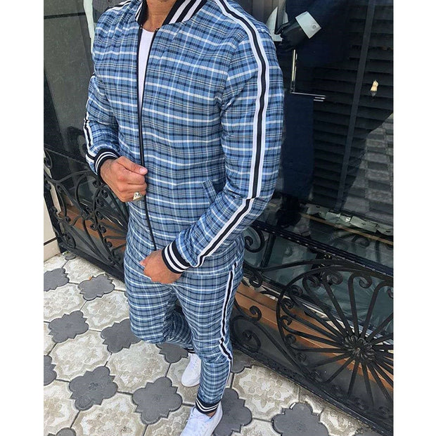 West Louis™ Hot Fashion Plaid Streetwear Tracksuit