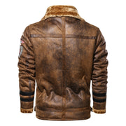 West Louis™ Leather Velvet Aviator Warm Jacket