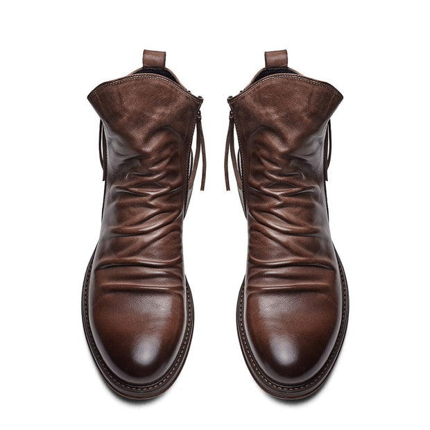 West Louis™ High-Top Tassel Zip PU Leather Boots