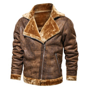 West Louis™ Leather Velvet Aviator Warm Jacket