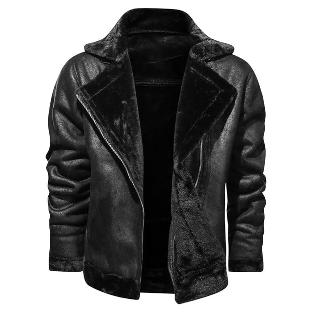 West Louis™ Leather Velvet Aviator Warm Jacket