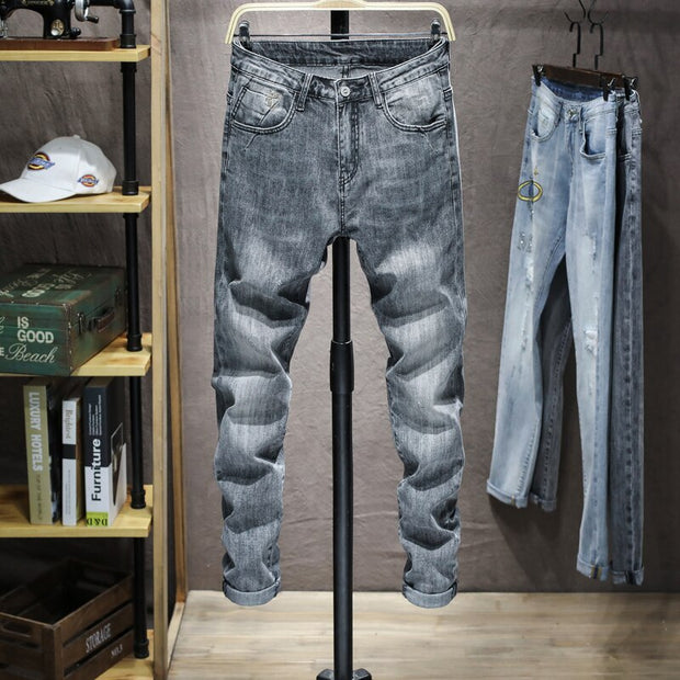 West Louis™ Designer Light Gray Stretch Skinny Jeans
