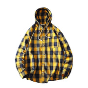 West Louis™ Streetwear Plaid Loose With Hooded Shirt