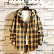 West Louis™ Streetwear Plaid Loose With Hooded Shirt