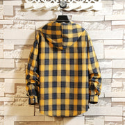 West Louis™ Streetwear Plaid Loose With Hooded Shirt