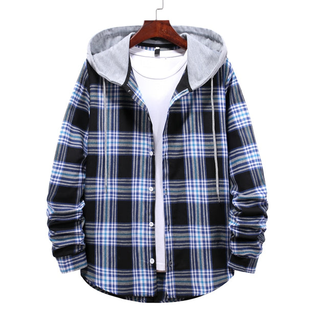 West Louis™ Street Hooded Plaid Shirt