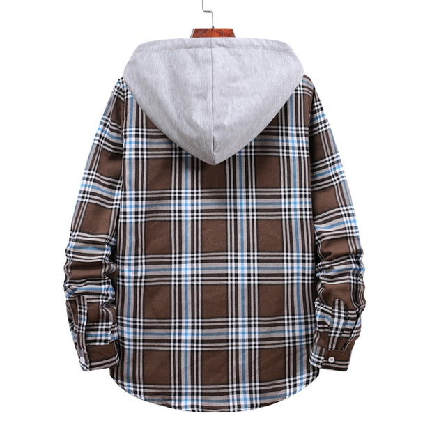 West Louis™ Street Hooded Plaid Shirt