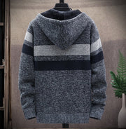 West Louis™ Striped Fleece Warm Zipper Hooded Jumper