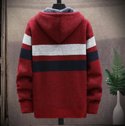 West Louis™ Striped Fleece Warm Zipper Hooded Jumper