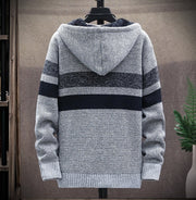 West Louis™ Striped Fleece Warm Zipper Hooded Jumper