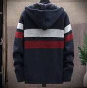 West Louis™ Striped Fleece Warm Zipper Hooded Jumper