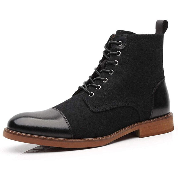 West Louis™ Autumn Casual Lace Up Fabric Oxford Boots