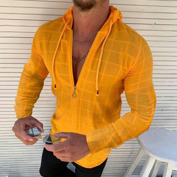 West Louis™ Fashion Plaid Hooded Zipper Shirt