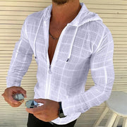 West Louis™ Fashion Plaid Hooded Zipper Shirt