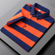 West Louis™ Summer Short Sleeved Cotton Striped Polo Shirt