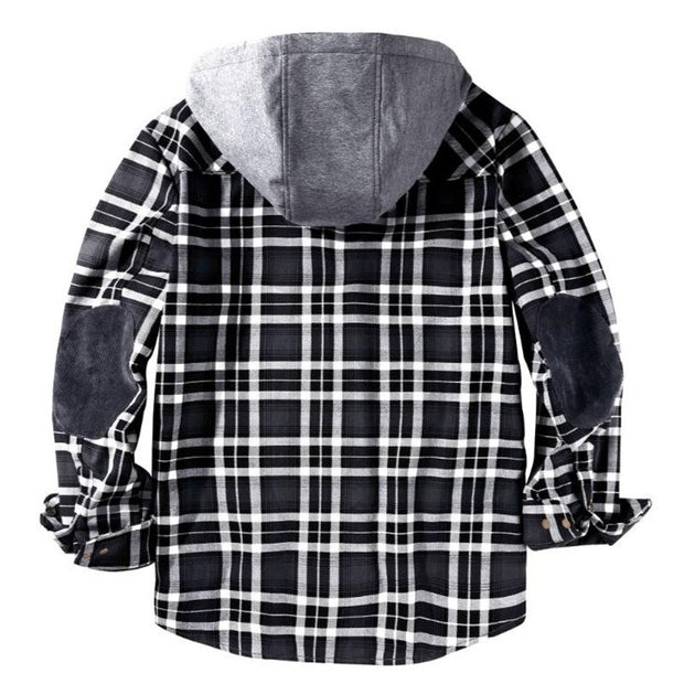 West Louis™ Winter Casual Plaid Hooded Velvet Jacket