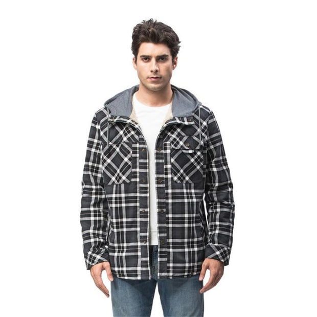 West Louis™ Winter Casual Plaid Hooded Velvet Jacket