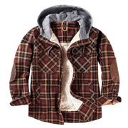 West Louis™ Winter Casual Plaid Hooded Velvet Jacket