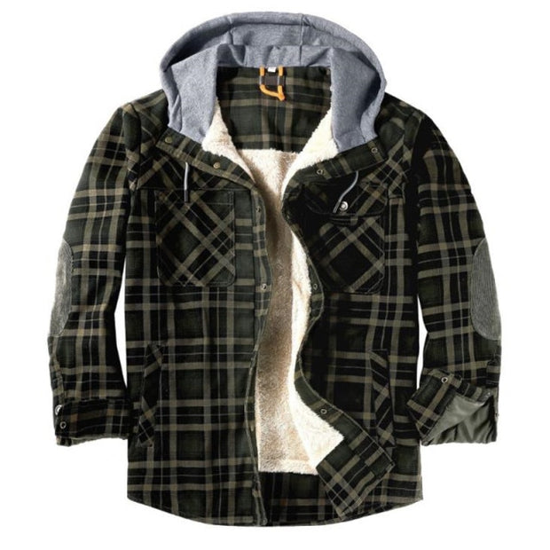 West Louis™ Winter Casual Plaid Hooded Velvet Jacket