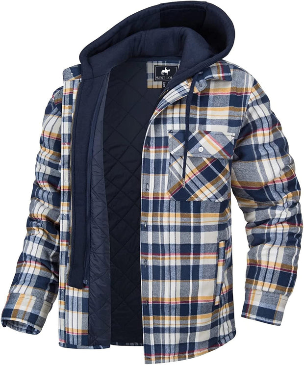West Louis™ Flannel Shirt Jacket with Removable Hood