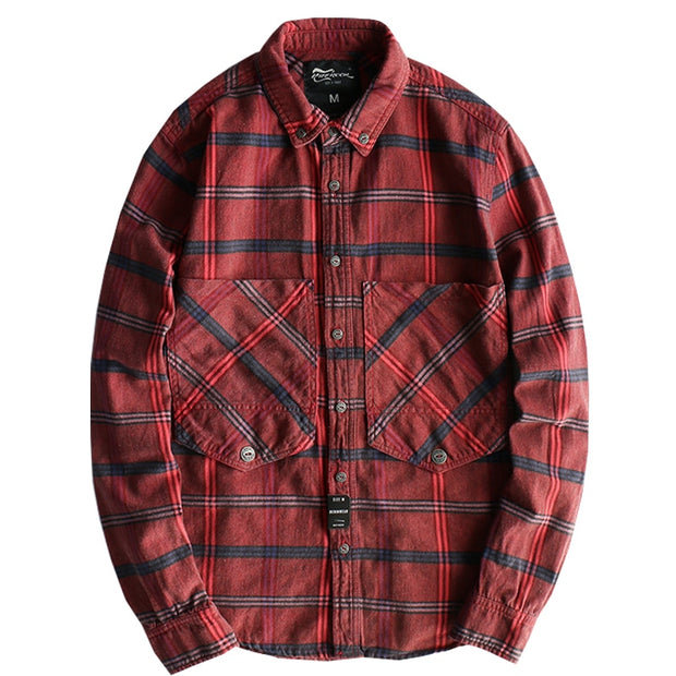 West Louis™ Plaid Washed Distressed Lapel Versatile Shirt