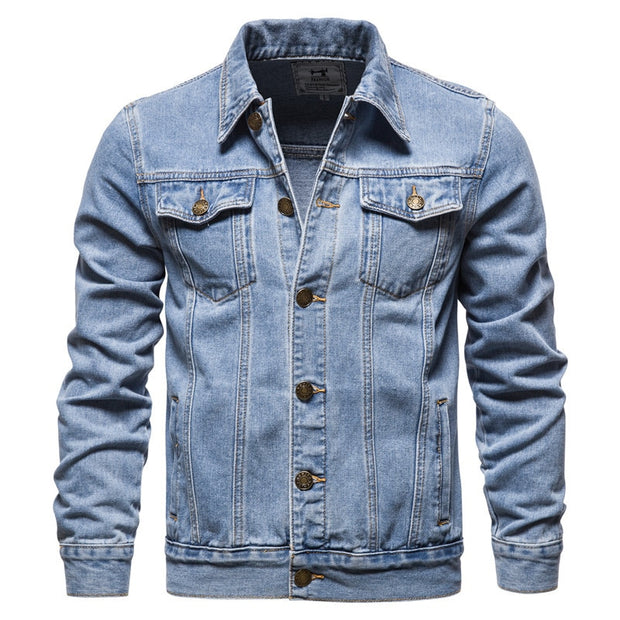 West Louis™ Denim Lapel Single Breasted Jeans Jacket