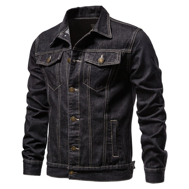 West Louis™ Denim Lapel Single Breasted Jeans Jacket