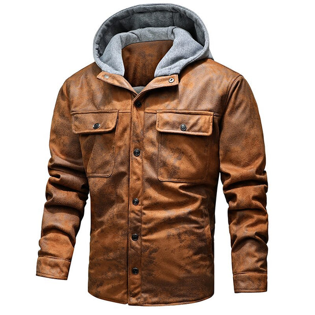 West Louis™ Leather Outwear Fleece Jacket