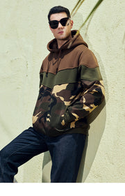 West Louis™ Spring/Autumn Camo Patchwork Hoodie