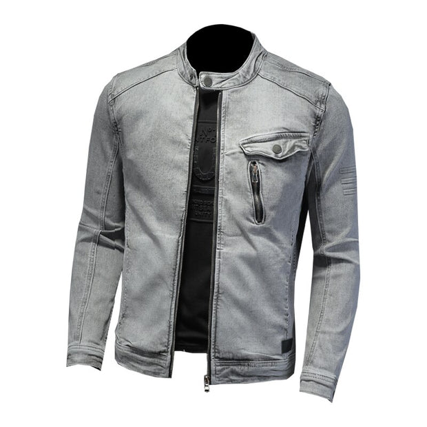 West Louis™ Moto Biker Streetwear Denim Jacket