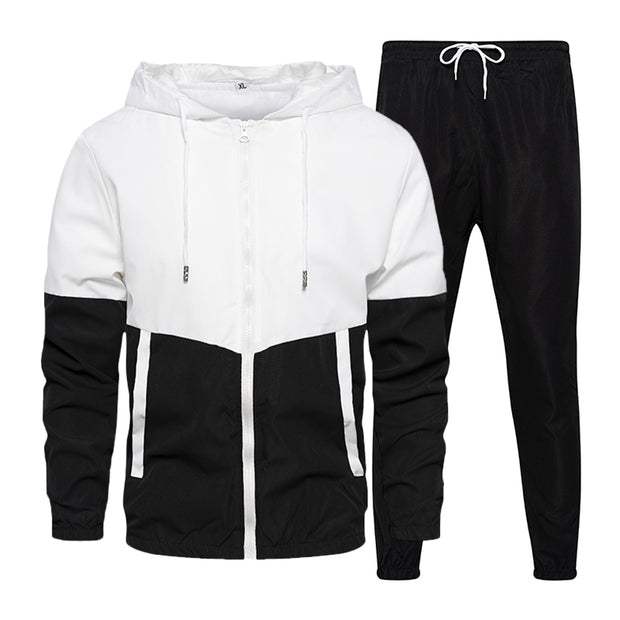 West Louis™ Patchwork Zipper Pockets Outwear Jacket+Pants Set
