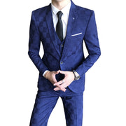 West Louis™ Tailor Business Elegant Plaid 3 Piece Slim Suit