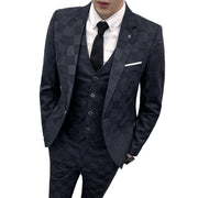 West Louis™ Tailor Business Elegant Plaid 3 Piece Slim Suit