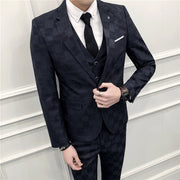 West Louis™ Tailor Business Elegant Plaid 3 Piece Slim Suit