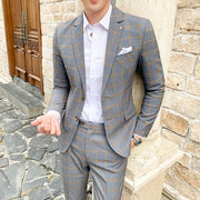 West Louis™ Luxury Business Formal Plaid Slim Fit Suit