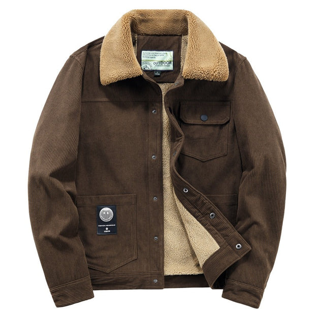 West Louis™ Warm Windbreaker Fur Collar Corduroy Jacket