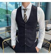 West Louis™ Tailored Men Plaid 3 Piece Suit (Blazer+Pants+Vest)