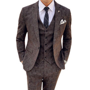 West Louis™ Tailored Viscose Elegant Plaid British 3 Piece Suit